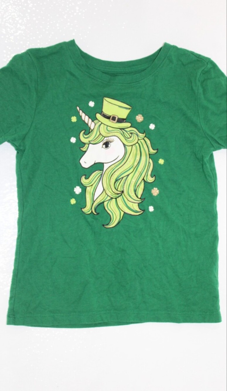 Celebrate It Green Unicorn Tee with Yellow-Green Mane